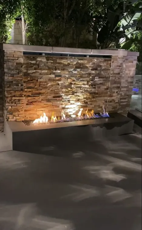 Custom fire feature by Fine Finish Builders
