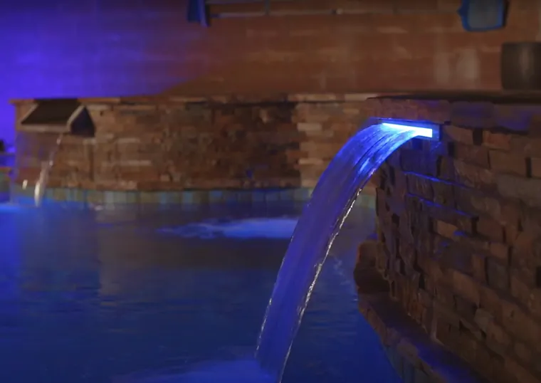 LED sheer descent water feature in Simi Valley, CA
